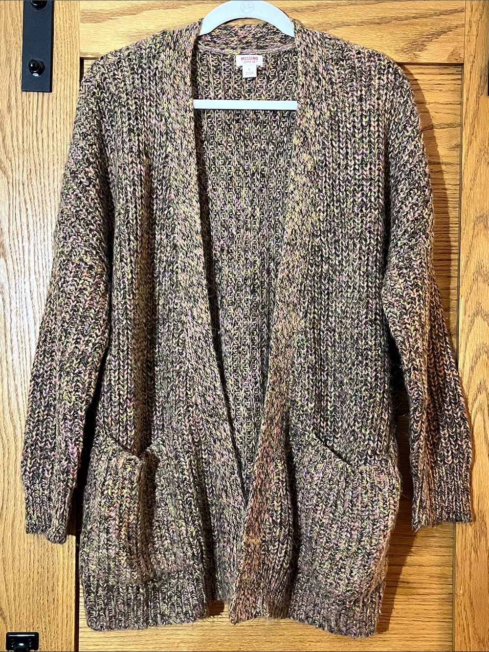 Mossimo Supply Co. Multicolor Brown Open-Front Knit Cardigan